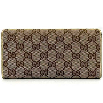 Gucci Bifold Long Wallet Beige White Brown Gold New Bullitt 204836 Gg Canvas Leather Gucci