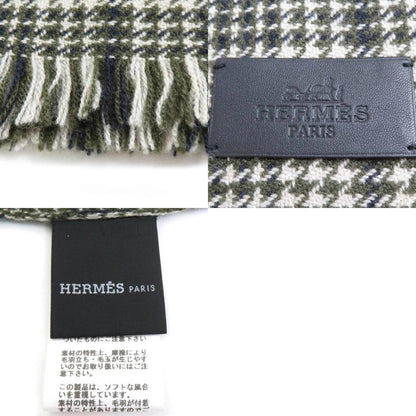 Hermes Hermes Scarf Cashmere Wool Khaki Beige Black