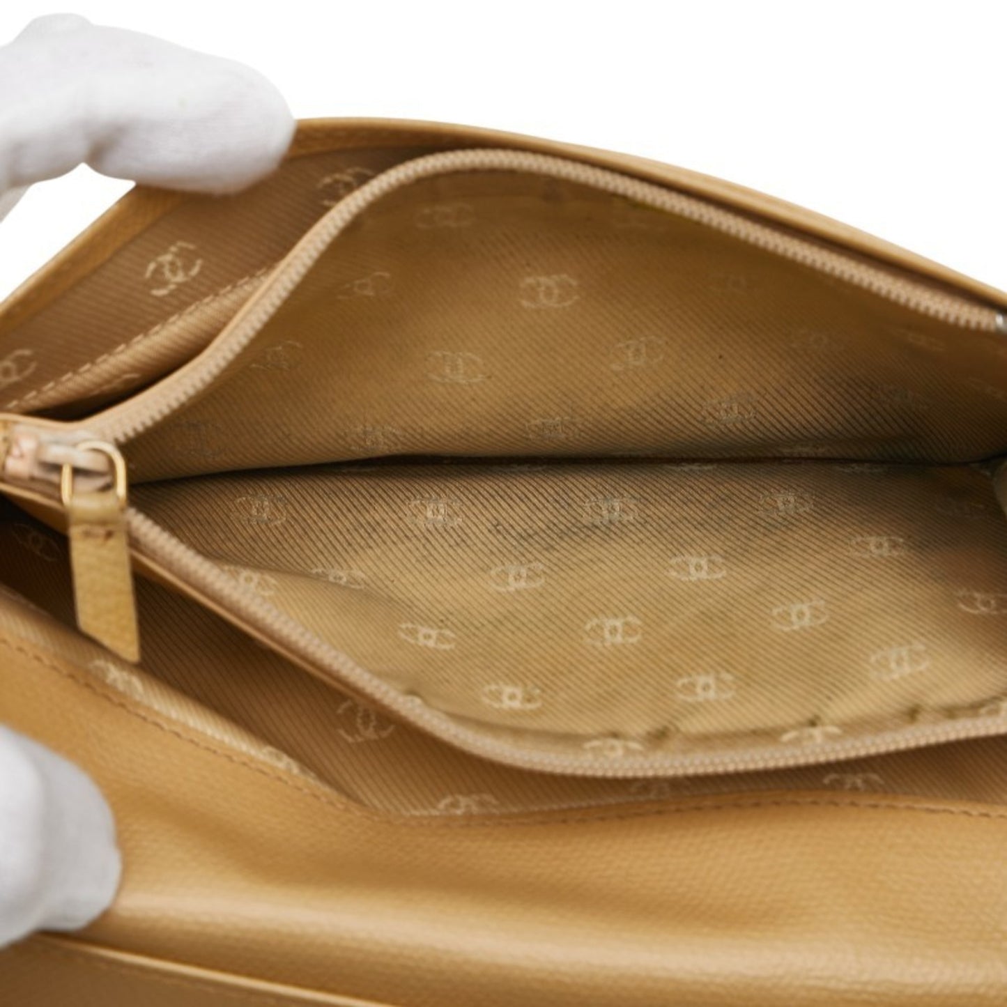 Chanel Coco Button Long Wallet Yellow Leather