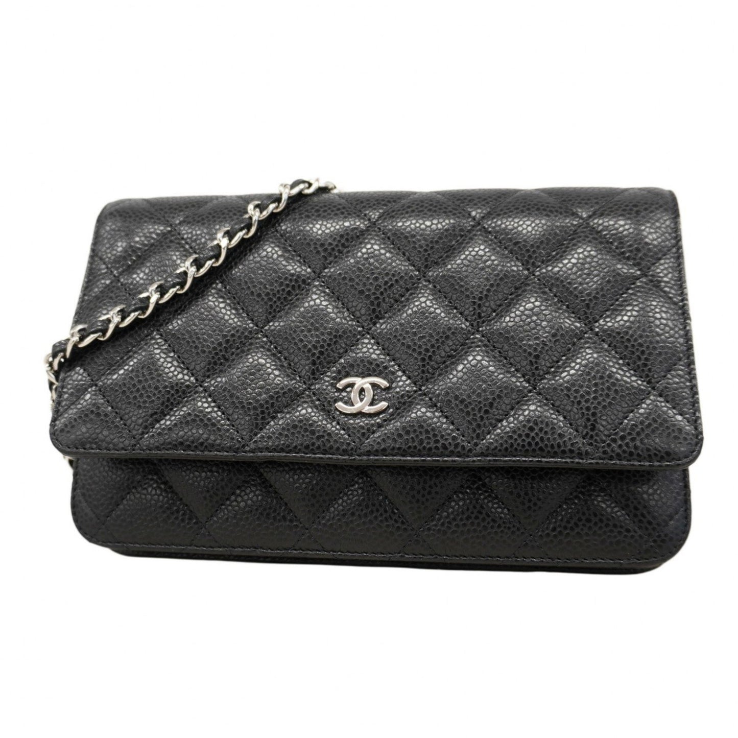 Chanel Matelasse Shoulder Wallet With Chain Bag In Caviar Skin