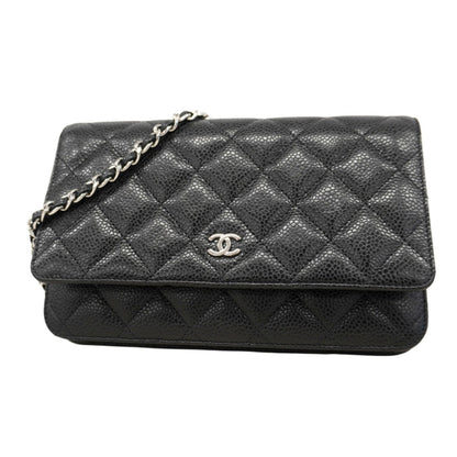 Chanel Matelasse Shoulder Wallet With Chain Bag In Caviar Skin