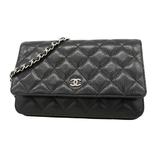 Chanel Matelasse Shoulder Wallet With Chain Bag In Caviar Skin