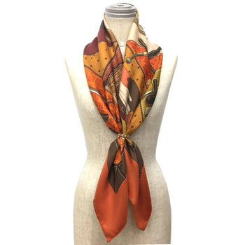 Hermes Hermes Carre 90 Scarf Muffler Tout Cuir All Leather Horse Tack Gloves Bag Orange X Brown