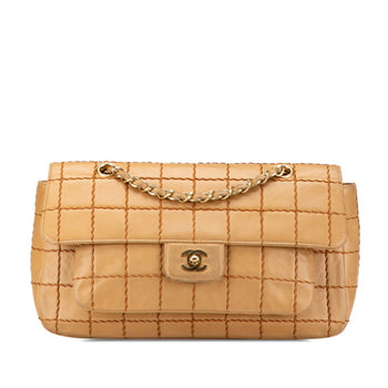 Chanel Wild Stitch Chocolate Bar Chain Shoulder Bag In Beige Lambskin