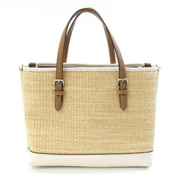 Coach Mori Tote 25 Handbag Cj574 Natural Ivory Brown Straw Leather Shoulder Bag Basket Floral Mini