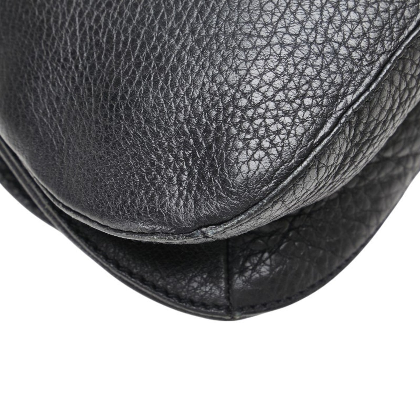 Prada Triangle Logo Plate One-Shoulder Bag Black Leather