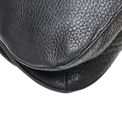 Prada Triangle Logo Plate One-Shoulder Bag Black Leather