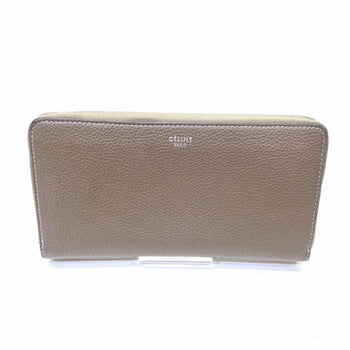 Celine Leather Dark Grey Round Long Wallet