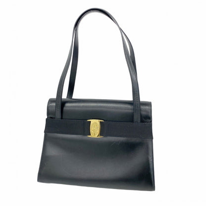 Salvatore Ferragamo Vara Shoulder Bag In Black Leather