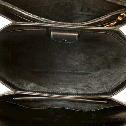 Gucci Old Gucci G Logo Turnlock Hardware Calfskin Leather Handbag In Black 804-4