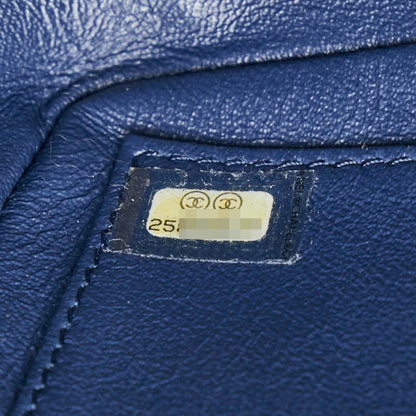 Chanel Cc Filigree Coco Mark Python Embossed Chain Shoulder Bag In Navy Tweed