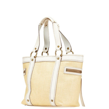 Coach Basket Bag Tote M05K-113 Beige White Straw Leather