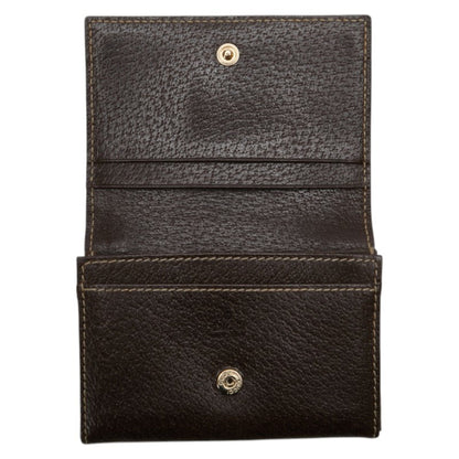 Gucci Gg Canvas Business Card Case 154165 Beige Brown Leather