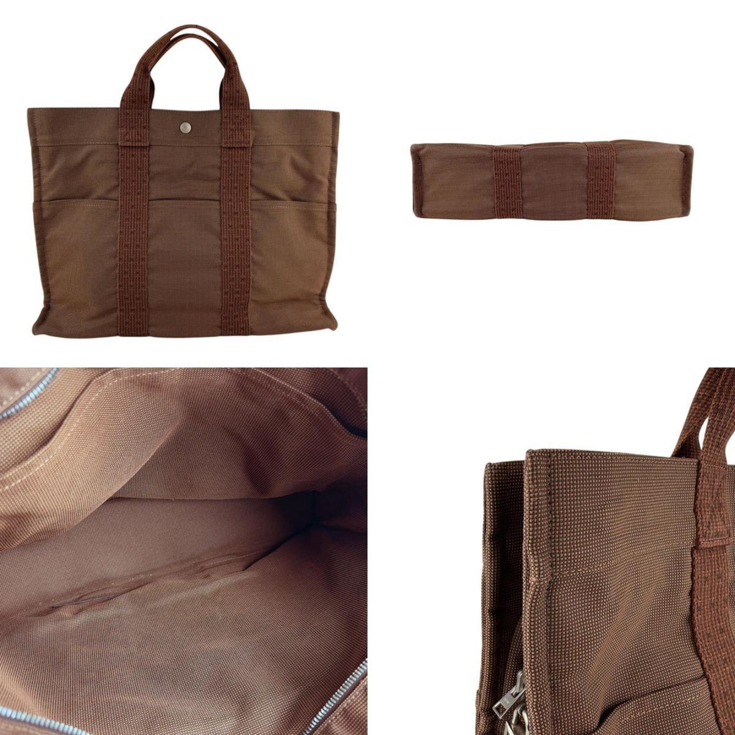 Hermes Herms Air Line Mm Handbag In Brown Nylon Canvas