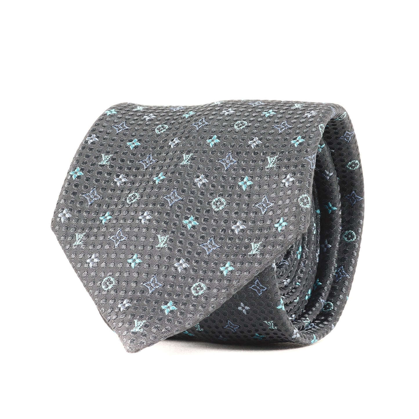 Louis Vuitton Micro Monogram Dot Silk Cravate Tie M78014 Gray 148Cm X 7Cm