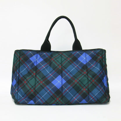 Prada Canapa Check Nylon Tote Bag B1872B In Blue