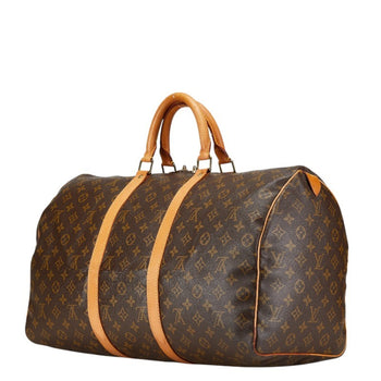 Louis Vuitton Monogram Keepall 50 Boston Bag Shoulder M41426 Brown Pvc Leather