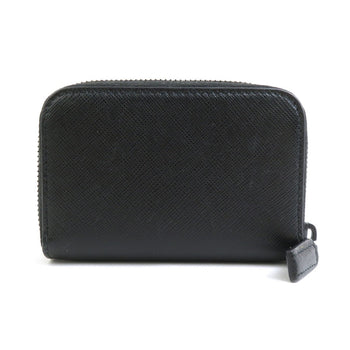 Prada Wallet/Coin Case Leather Black Silver