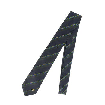 Gucci Horsebit Regimental Silk Tie In Navy Blue For Men