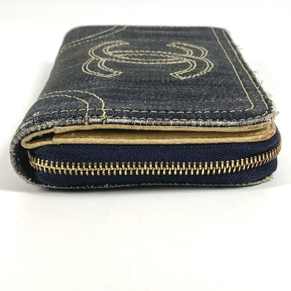 Chanel A31900 Sparkling Denim Cc Coco Mark Logo Long Wallet Round Zipper