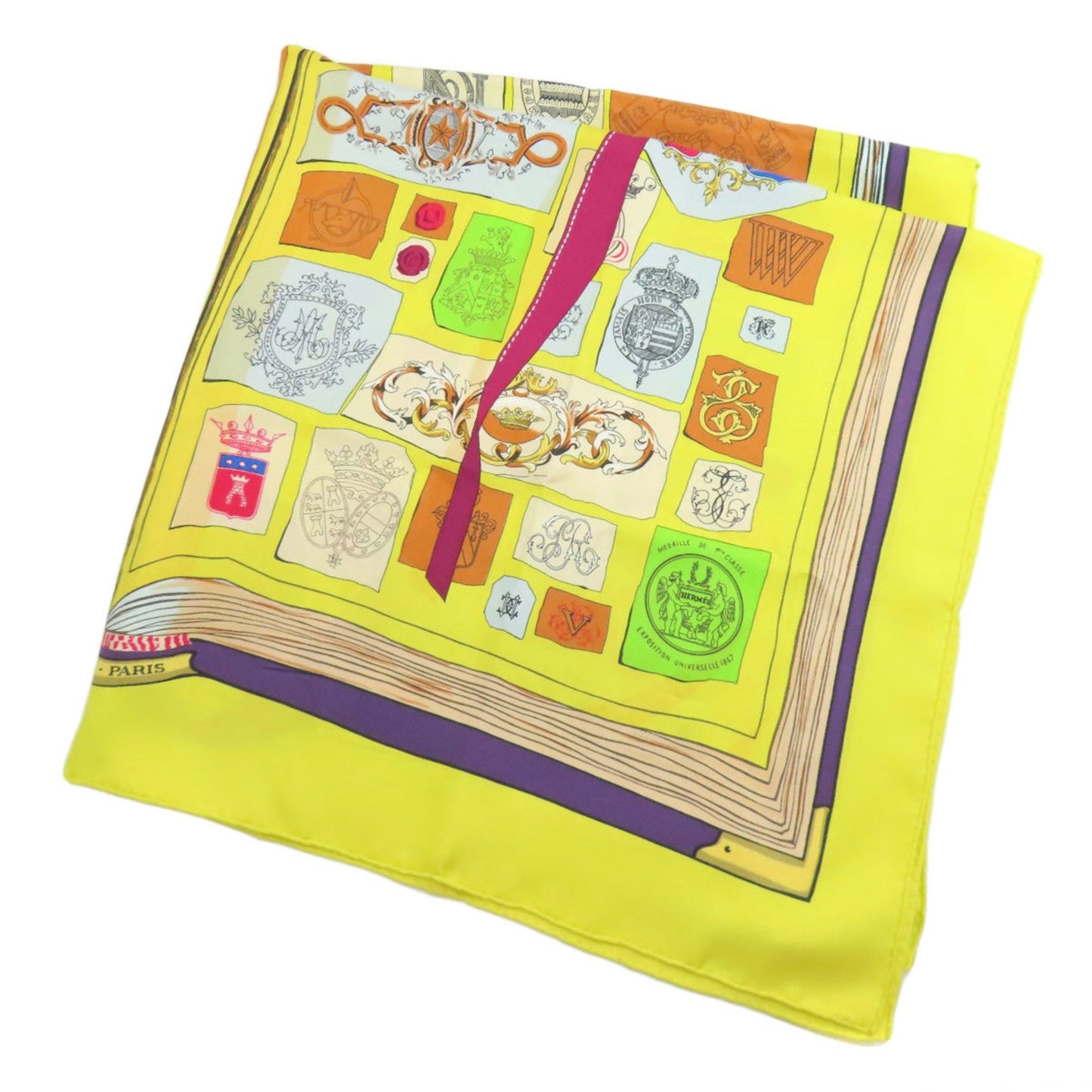Hermes Herms Carr 90 Scarf With Drawings And Symbols