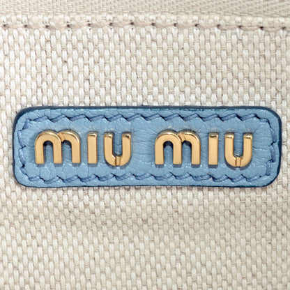 Miu Miu Miu Madras Tote Bag Leather 5Bg264 Sky Blue