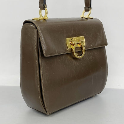 Salvatore Ferragamo Gancini Leather Handbag Brown