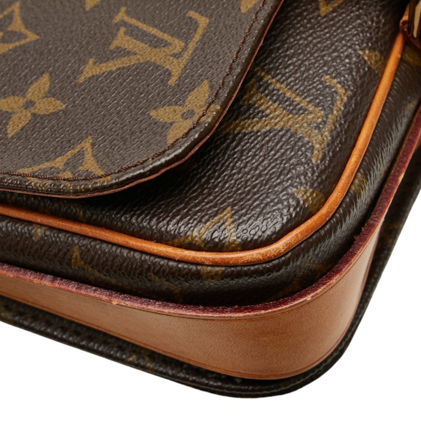 Louis Vuitton Monogram Mini Cartouchiere Crossbody Shoulder Bag M51254 Brown Leather