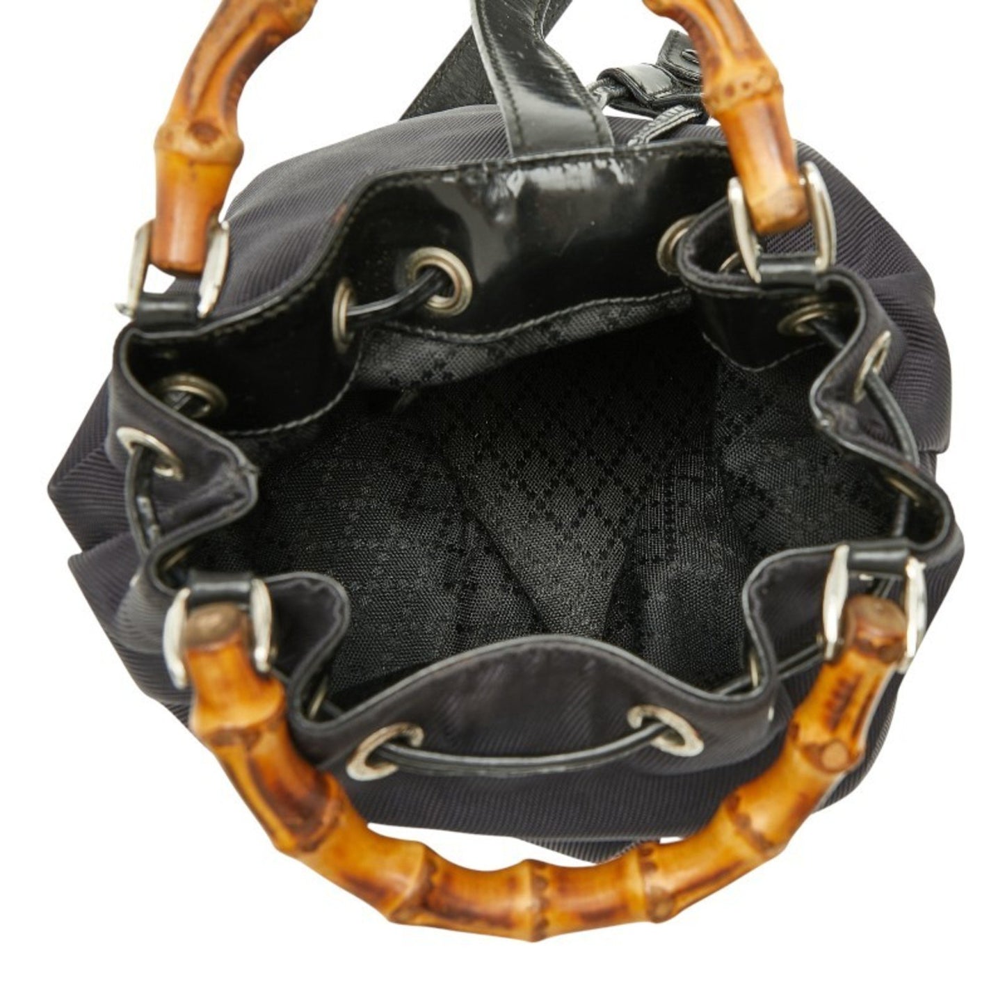 Gucci Bamboo Handbag/Shoulder Bag 2Way 003 2854 Black Nylon Leather