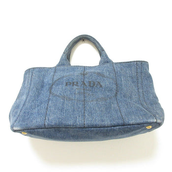Prada Canapa Triangle Logo Plate Denim 2-Way Handbag/Shoulder Bag