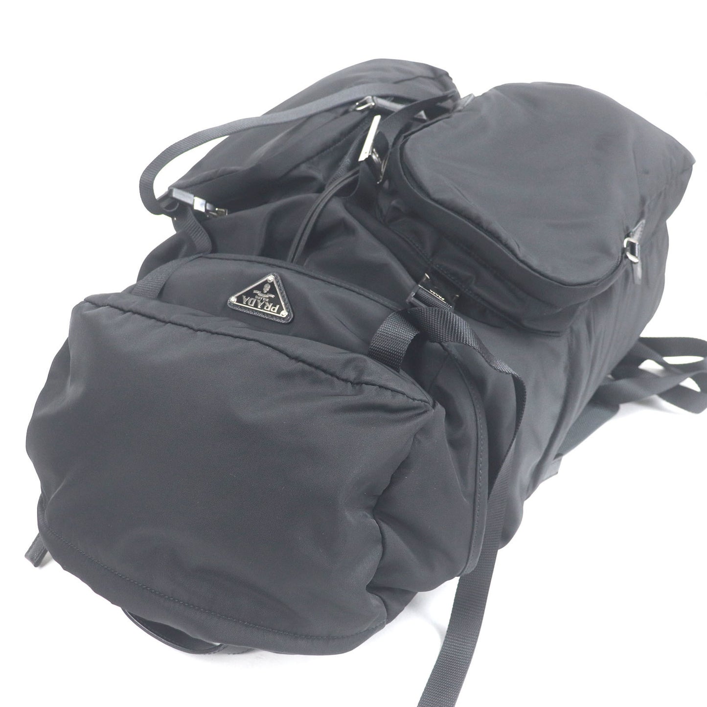 Prada 2Vz019 Saffiano Leather Re-Nylon Triangle Logo Backpack/Daypack