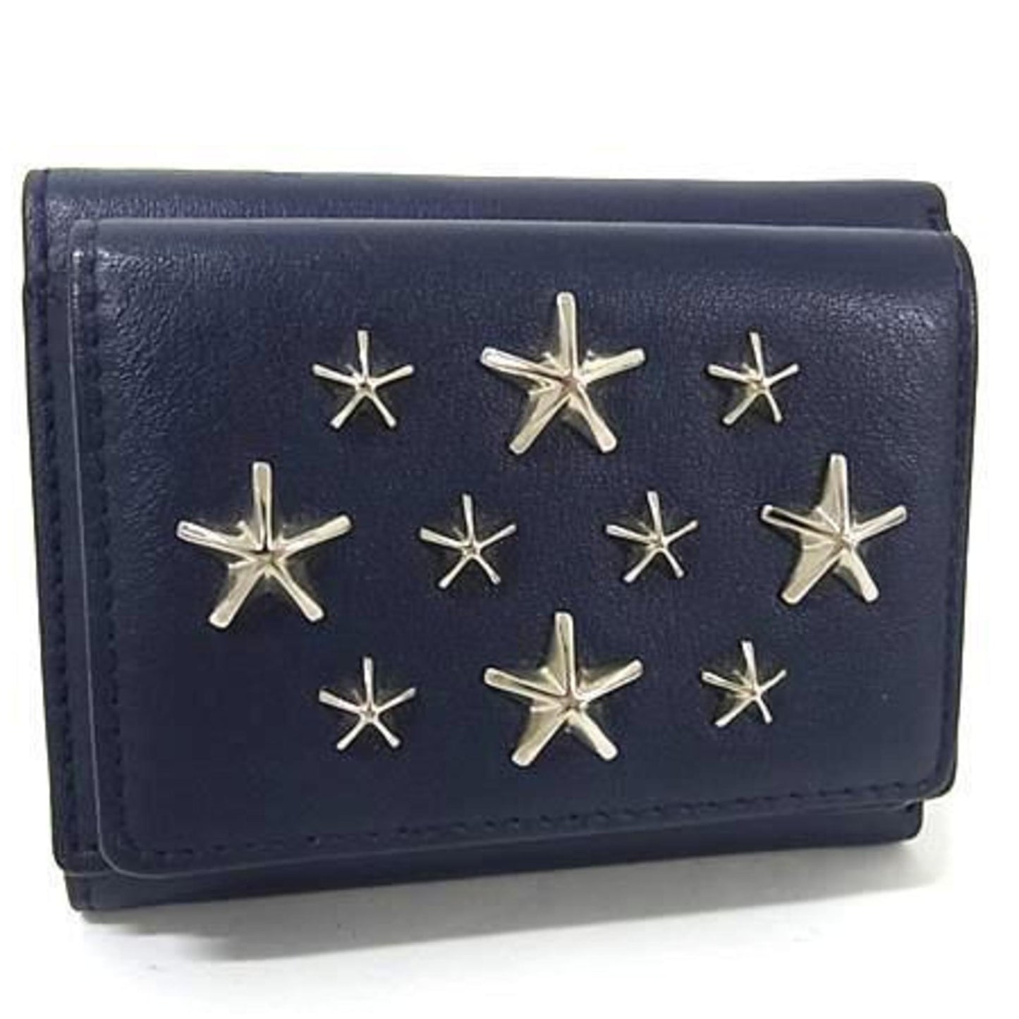 Jimmy Choo Jayden Tri-Fold Wallet In Navy Leather