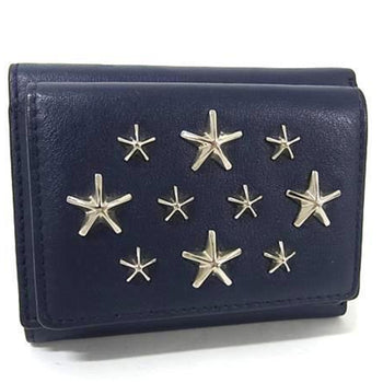 Jimmy Choo Jayden Tri-Fold Wallet In Navy Leather