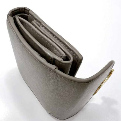 Celine Tri-Fold Wallet Ec-23083 Beige Triomphe Leather S-At-3261/S-Fg-3281 Celine Compact Metal