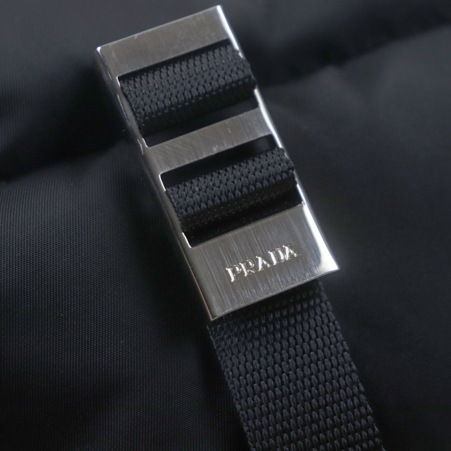 Prada Montagna Tessuto Saffiano Leather Shoulder Bag (2Vh021) With Triangle Logo And Plate