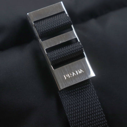 Prada Montagna Tessuto Saffiano Leather Shoulder Bag (2Vh021) With Triangle Logo And Plate