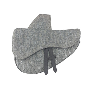 Christian Dior Shoulder Bag Saddle Canvas Gray