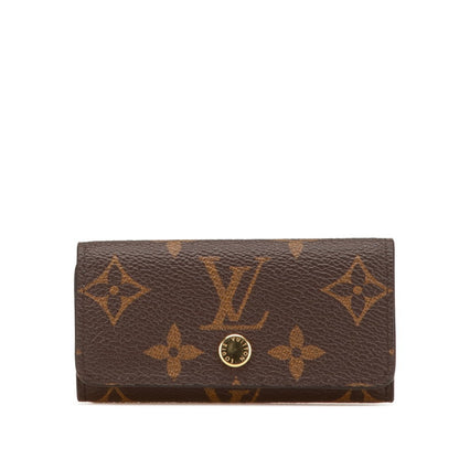 Louis Vuitton Monogram Multicle 4 Key Case Ring M82923 Brown Light Blue Pvc Leather