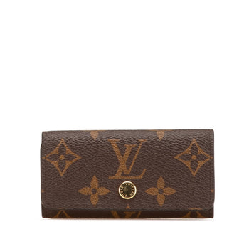 Louis Vuitton Monogram Multicle 4 Key Case Ring M82923 Brown Light Blue Pvc Leather