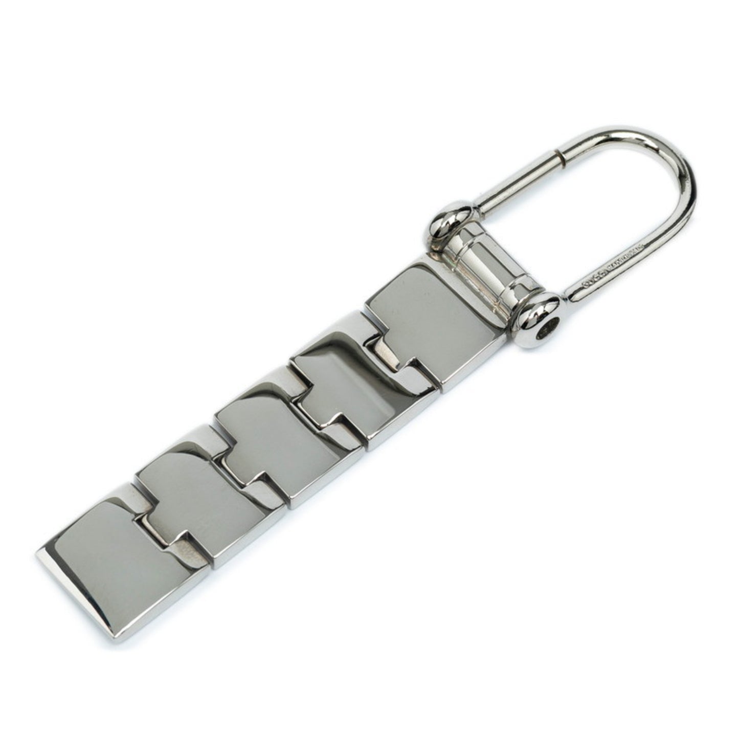 Gucci Logo Keychain Charm In Silver Metal