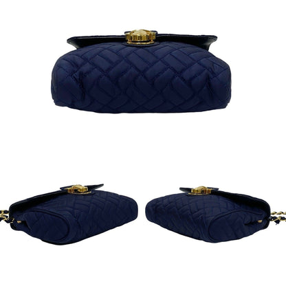 Prada Prada Logo Hardware Nylon Quilted Chain Mini Shoulder Bag/Sacoche/Pouch In Navy Blue