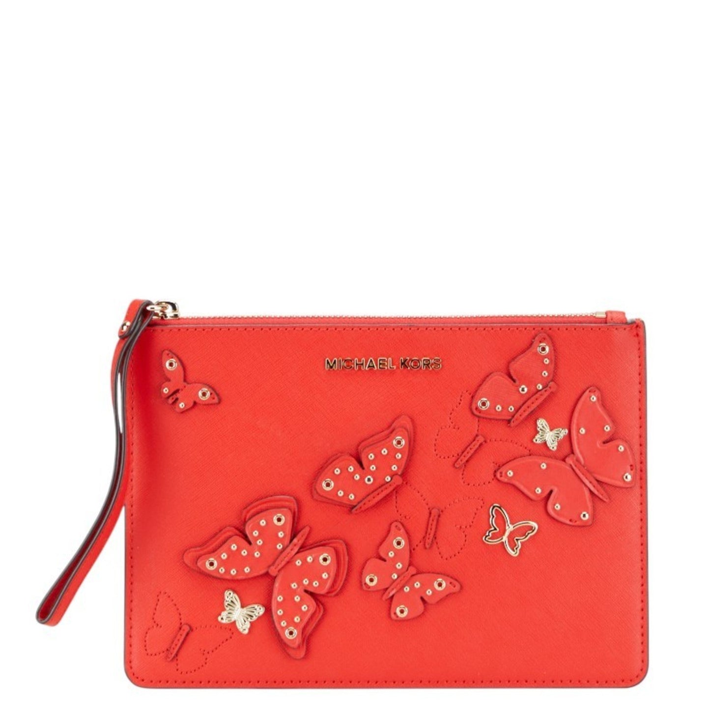 Michael Kors Butterfly Motif Clutch Bag/Second Bag Red Leather