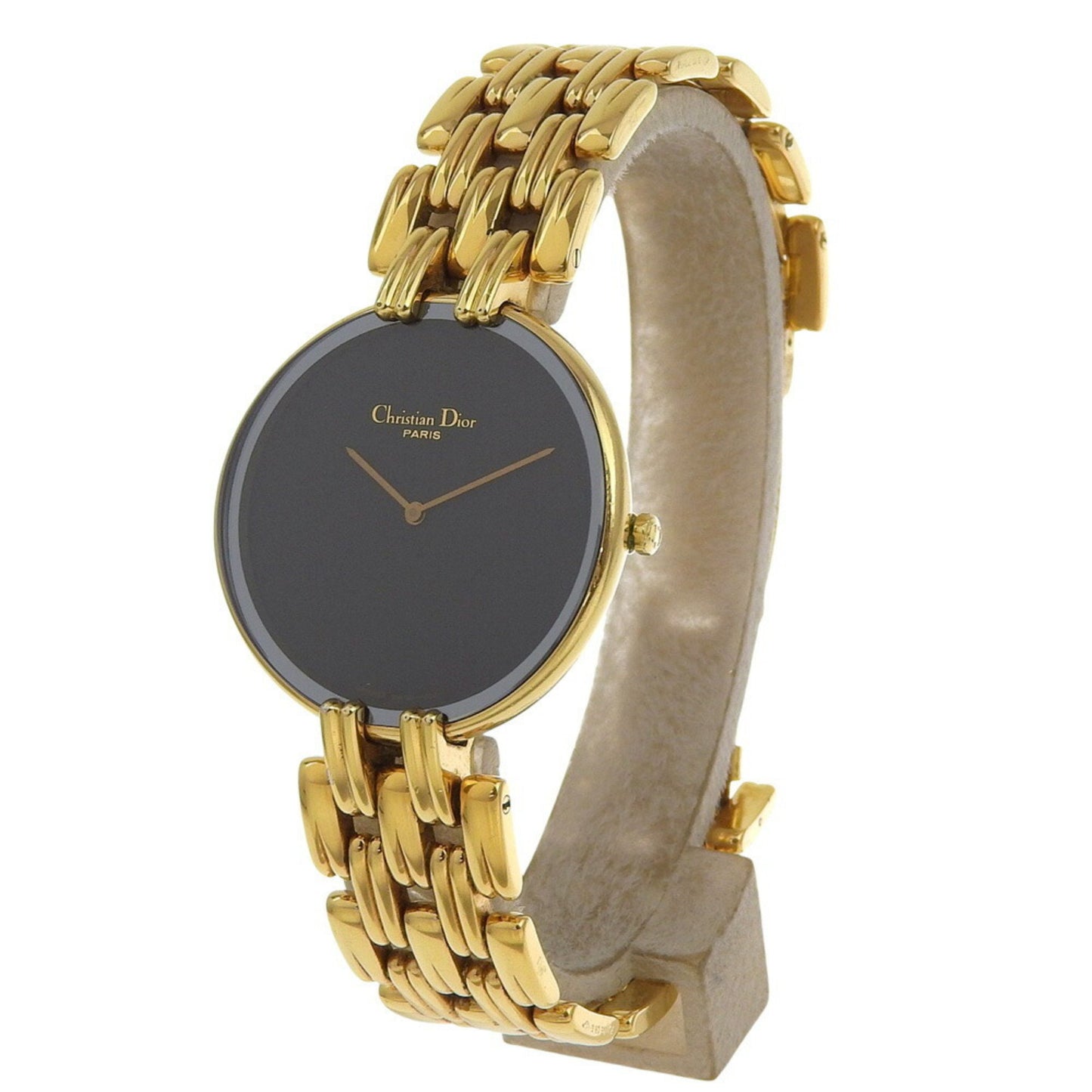 Dior Bagira Watch 47 152-2 Gold-Plated Quartz Analog Display Black Dial