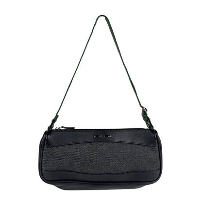 Gucci Handbag Leather Canvas Black Green Red