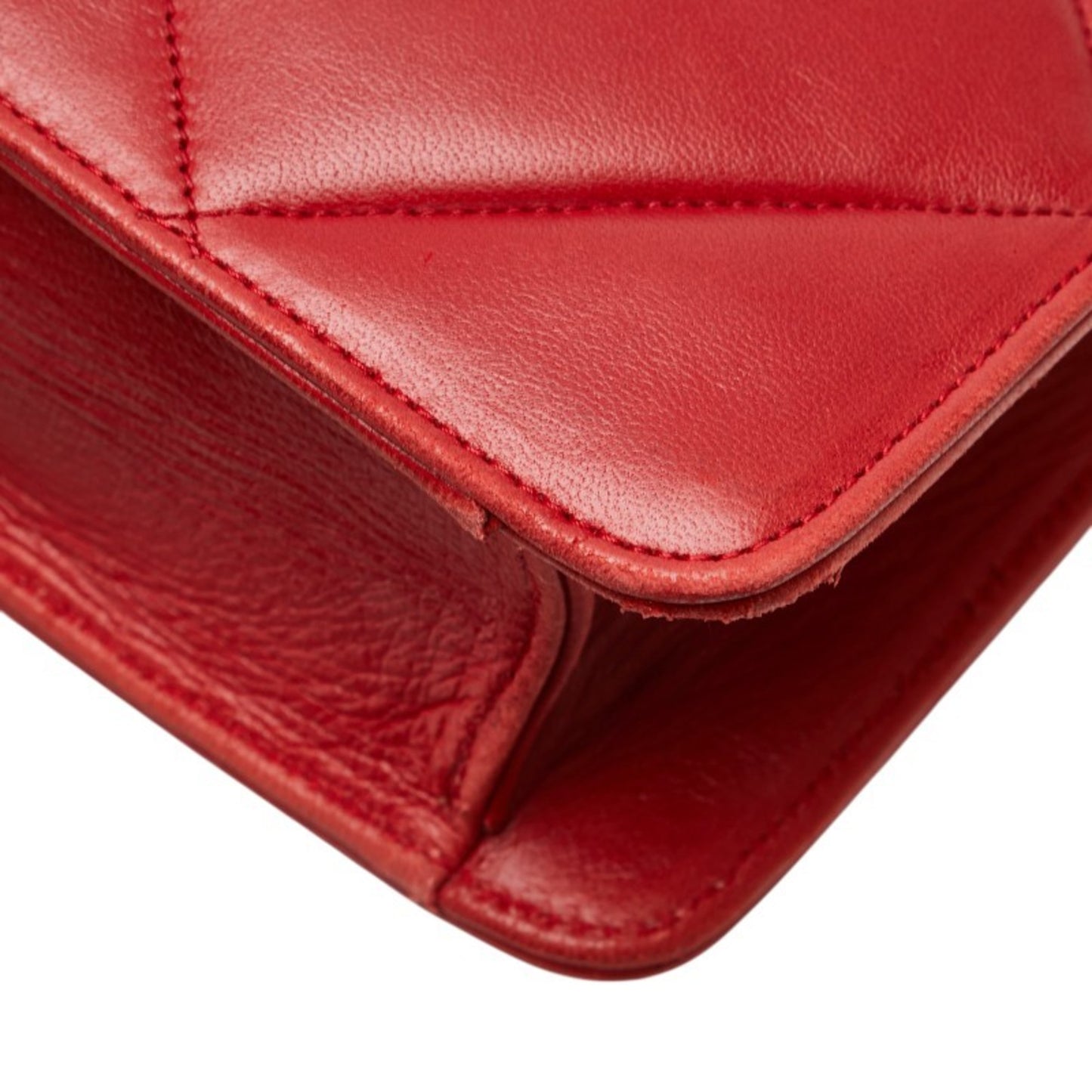 Chanel Matelasse Coco Mark Chain Shoulder Bag In Red Lambskin