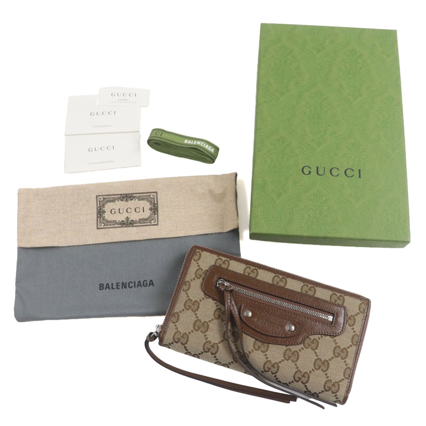 Gucci Balenciaga The Hacker Project Neoclassic Canvas And Leather Gg Print Round Zip Wallet