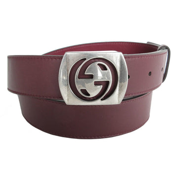 Gucci Belt Leather Metal Burgundy Silver