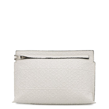 Loewe Clutch Bag Anagram Repeat T Pouch Leather 107.55.K36 White