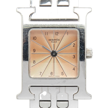 Herms H Watch Hh1.210 Quartz Orange Dial Stainless Steel