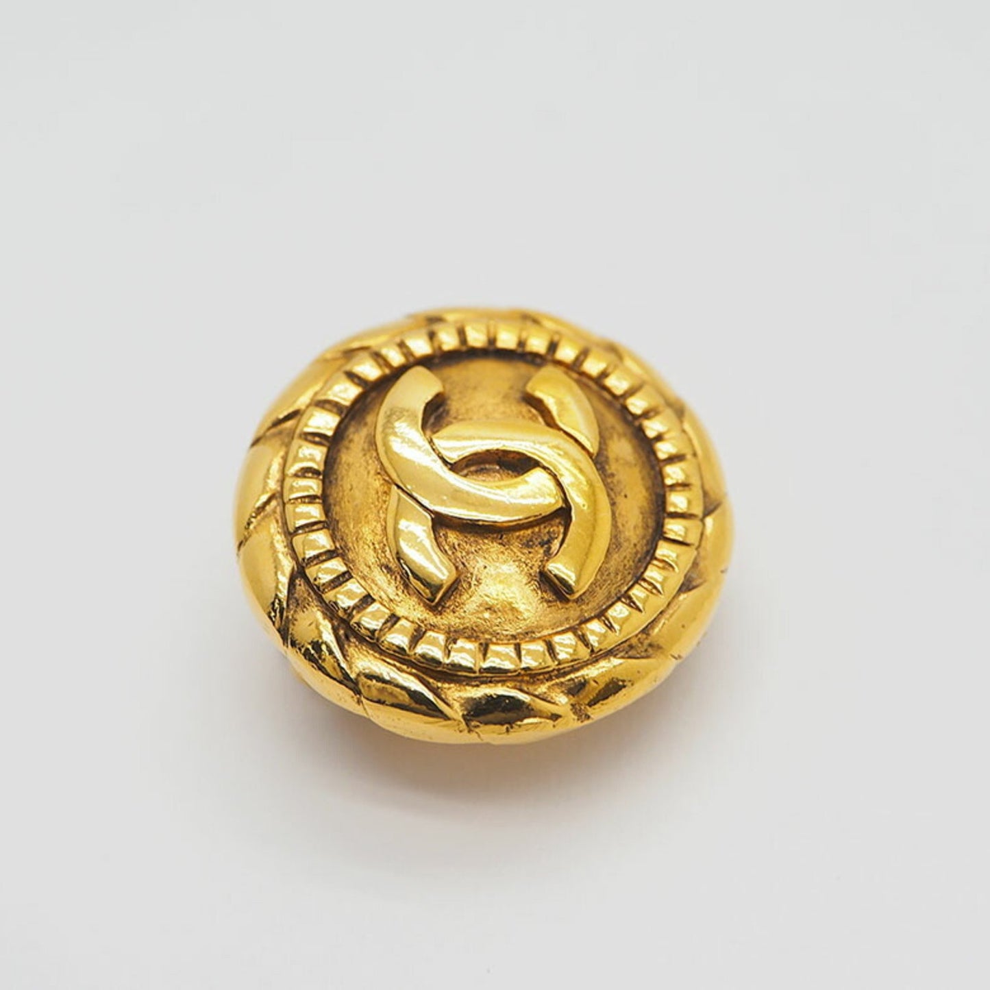 Chanel Round Coco Mark Earrings Gold Medium Size